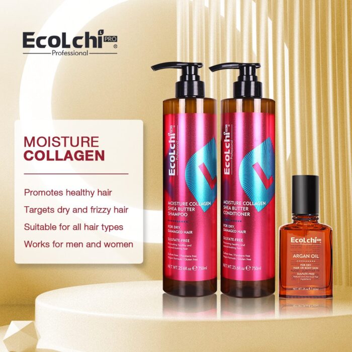 Ecolchi Sulfate-Free Shampoo and Conditioner Set with Hair Oil: Organic Argan Oil and Keratin for Healthy Hair​ - Image 5