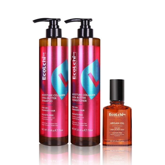 Ecolchi Sulfate-Free Shampoo and Conditioner Set with Hair Oil: Organic Argan Oil and Keratin for Healthy Hair​ - Image 2