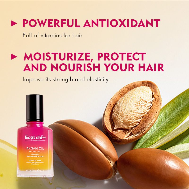 Ecolchi-ს მაროკოული არგანის ზეთის თმის შრატი ორგანული მკვებავი და დამარბილებელი საშუალება (1)