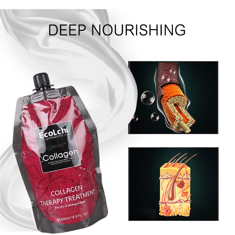 I-Ecolchi 500ml I-Keratin Collagen Mask yeNwele-uLungiso olunzulu kunye noNyango oluLondolozayo kwiNwele ezonakeleyo