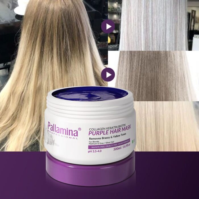 Pallamina Purple Hair Mask for Blonde Bleached Hair Remove Yellow Tones Reduce Brassiness and Condition Dry Damaged Hair