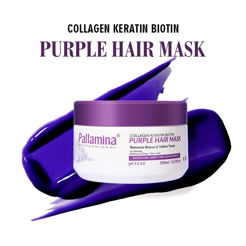 Pallamina Purple Hair Mask for Blonde Bleached Hair Remove Yellow Tones Reduce Brassiness and Condition Dry Damaged Hair
