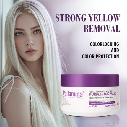 Pallamina Purple Hair Mask for Blonde Bleached Hair Remove Yellow Tones Reduce Brassiness and Condition Dry Damaged Hair