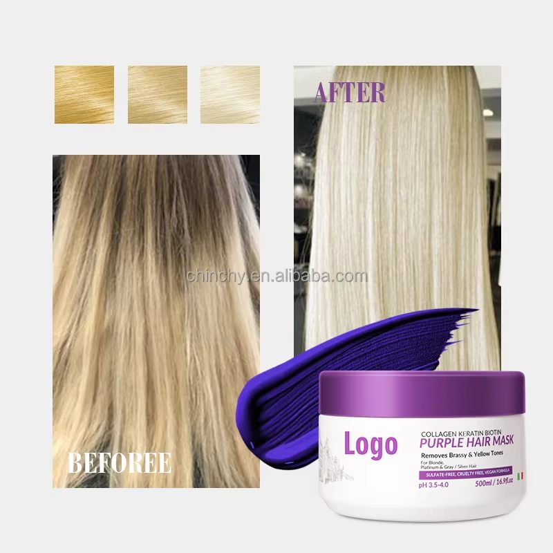 Pallamina Purple Hair Mask for Blonde Bleached Hair Remove Yellow Tones Reduce Brassiness and Condition Dry Damaged Hair