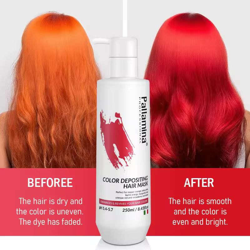 Pallamina Semi Permanent Color Depositing Hair Mask Conditioner Red Hair Dye No Bleach Peroxide Temporary Tint for Women & Men