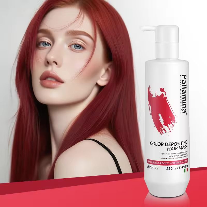 Pallamina Semi Permanent Color Depositing Hair Mask Conditioner Red Hair Dye No Bleach Peroxide Temporary Tint for Women & Men