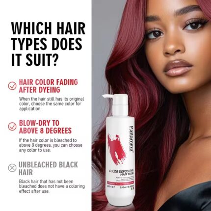 Pallamina Semi Permanent Color Depositing Hair Mask Conditioner Red Hair Dye No Bleach Peroxide Temporary Tint for Women & Men