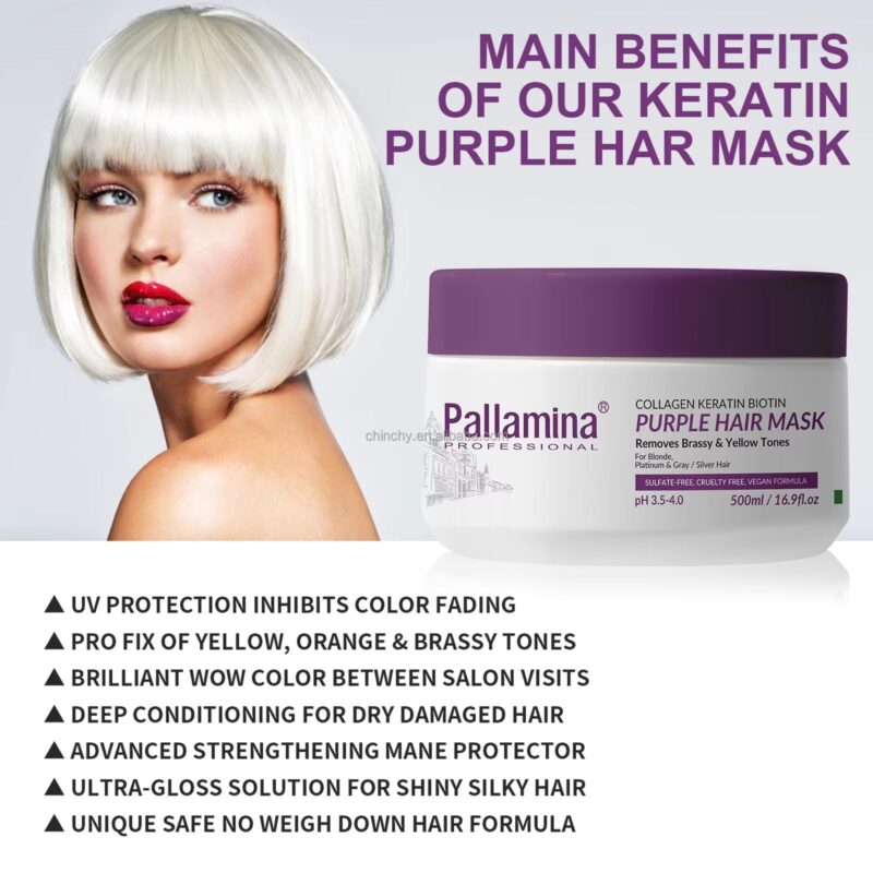 Private Label Purple Hair Mask Wholesale Anti- Brassy Purple Hair Colour No Yellow Silver Purple Mask for Blonde Hair