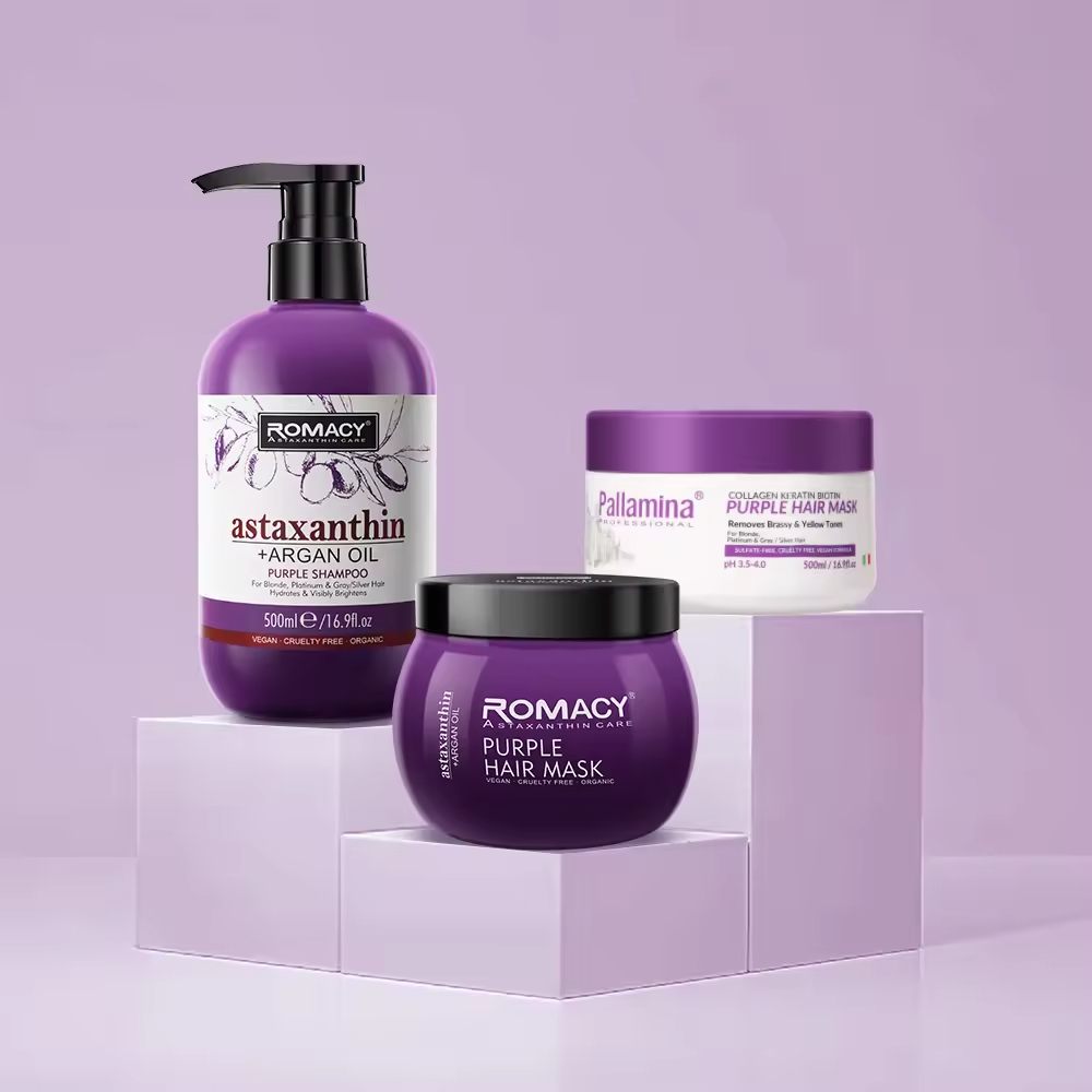 Romacy Keratin Purple Hair Shampoo And Purple Hair Mask