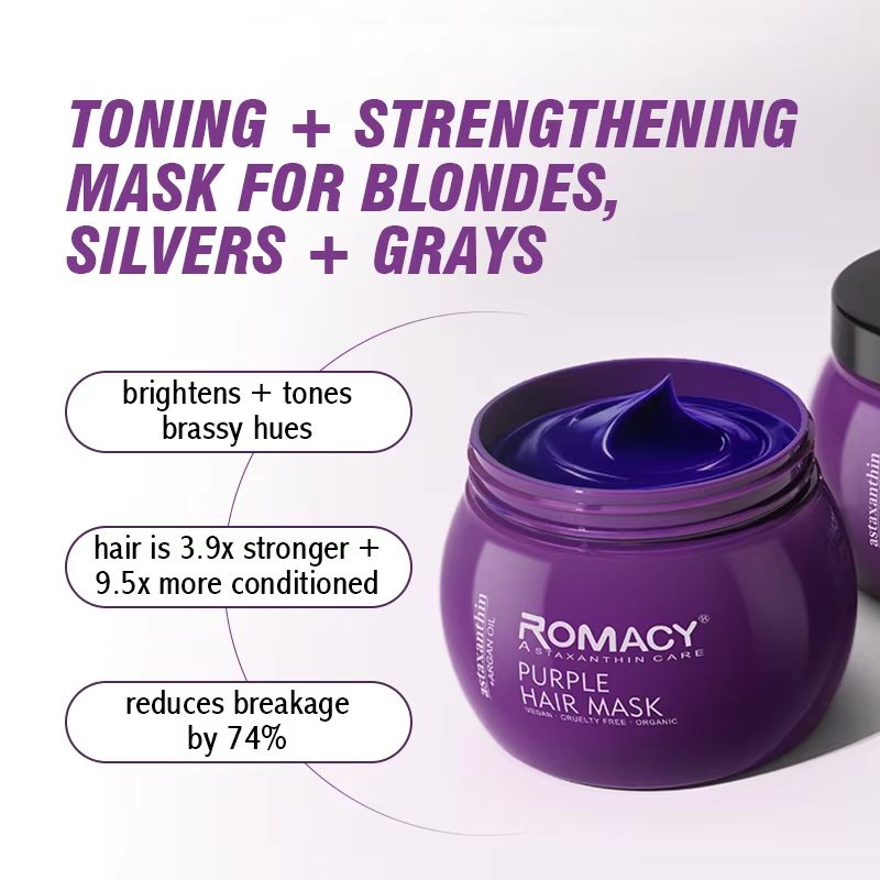 Romacy Yellow Purple Hair Mask for Blonde Platinum Bleached Silver Gray Hair - Image 3