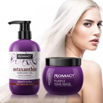 Romacy Salon Purple Shampoo for Blonde Hair Anti- Brassy Purple Toner No Yellow Shampoo Violet Silver Repair Purple Hair Mask
