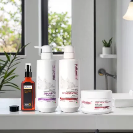 Pallamina Premium Hair Care Set-Silky Smooth Collagen Hair Mask Argan Essential Oil Nourishing Natural Shampoo