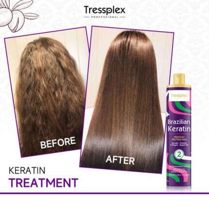 before and after keratin smoothing result on frizzy damaged hair
