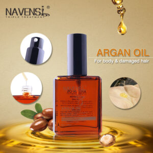 navensi argan oil bottle showing pump details texture and argan nuts
