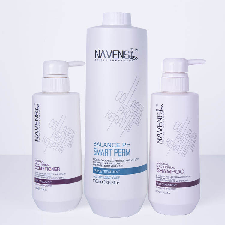 navensi collagen protein keratin shampoo conditioner and smart perm bottles